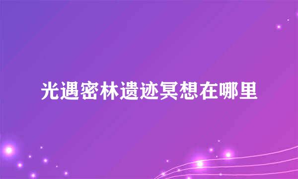 光遇密林遗迹冥想在哪里