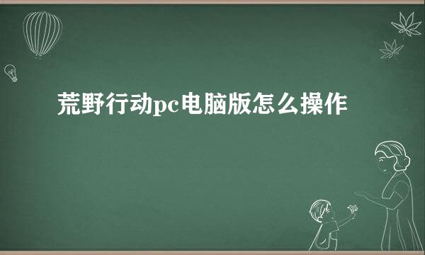 荒野行动pc电脑版怎么操作