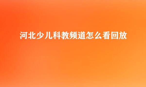 河北少儿科教频道怎么看回放