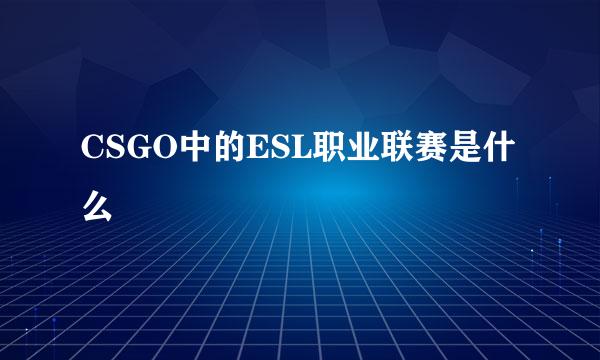 CSGO中的ESL职业联赛是什么