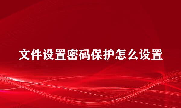 文件设置密码保护怎么设置