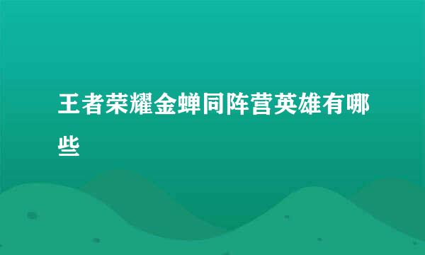 王者荣耀金蝉同阵营英雄有哪些