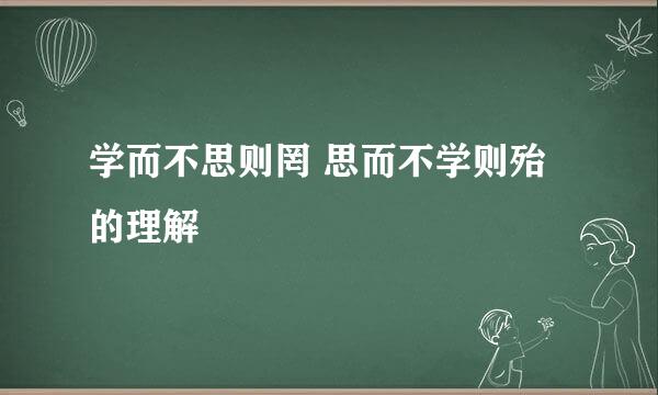 学而不思则罔 思而不学则殆的理解