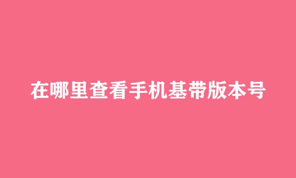 在哪里查看手机基带版本号