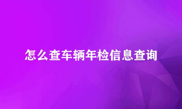 怎么查车辆年检信息查询