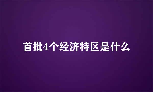 首批4个经济特区是什么