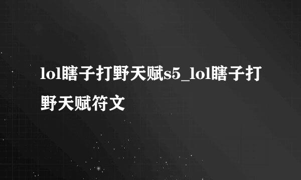 lol瞎子打野天赋s5_lol瞎子打野天赋符文