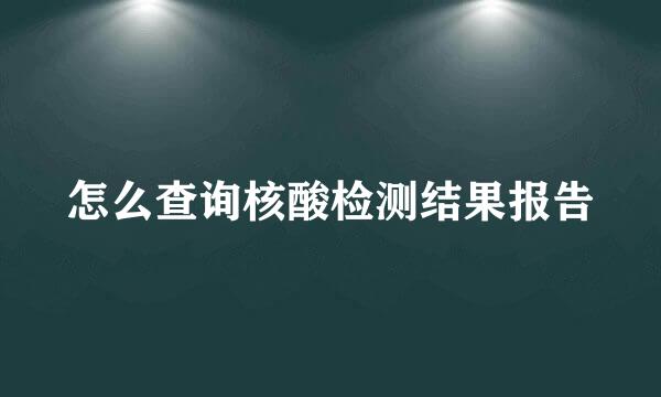 怎么查询核酸检测结果报告