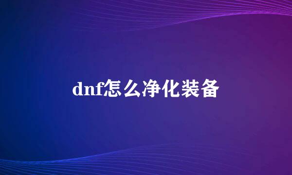 dnf怎么净化装备