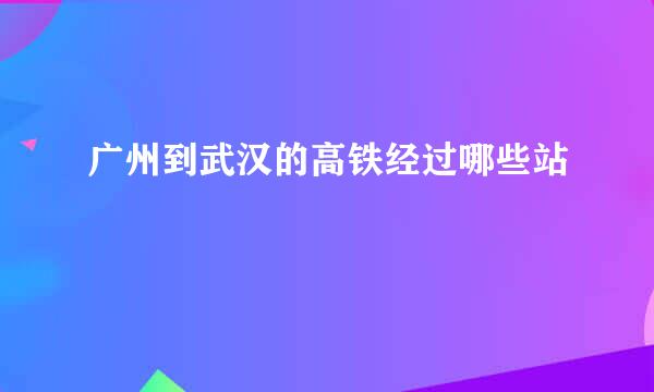 广州到武汉的高铁经过哪些站