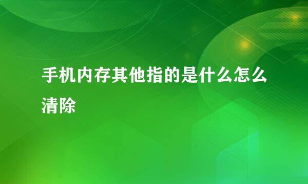 手机内存其他指的是什么怎么清除