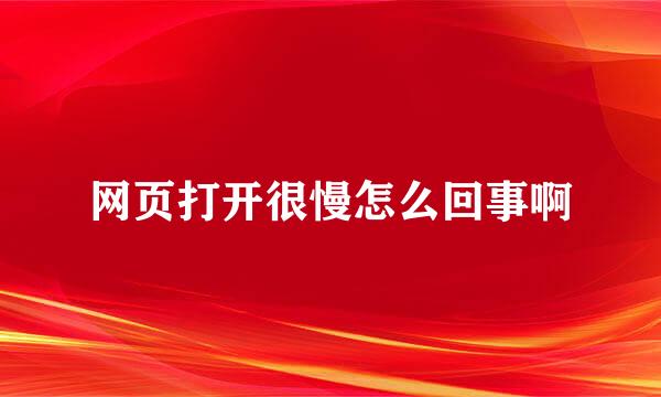 网页打开很慢怎么回事啊