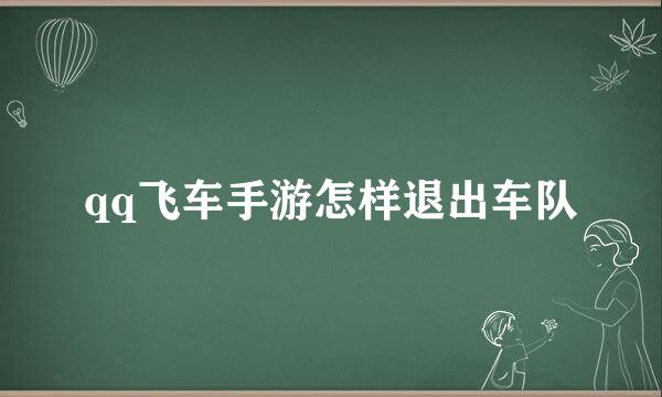 qq飞车手游怎样退出车队