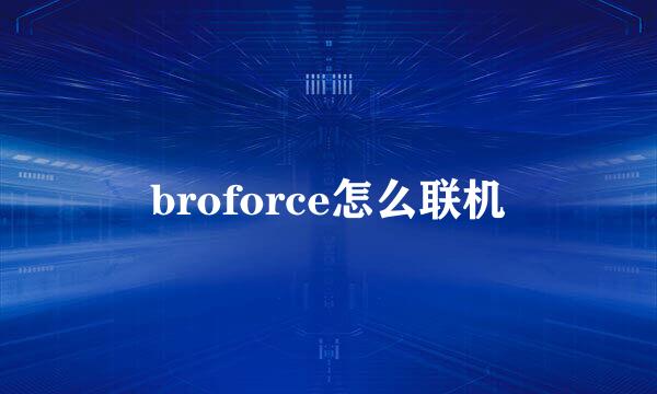 broforce怎么联机