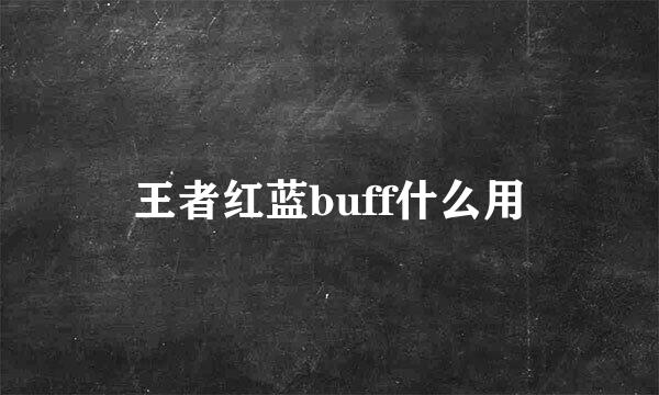 王者红蓝buff什么用