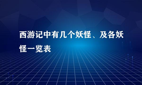 西游记中有几个妖怪、及各妖怪一览表