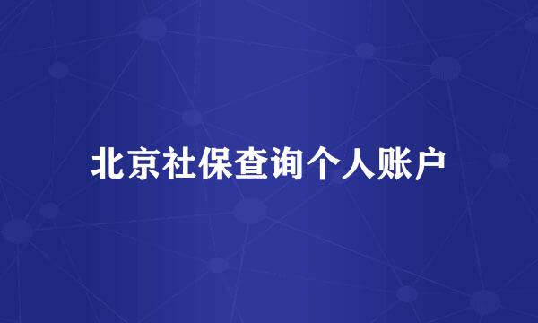 北京社保查询个人账户