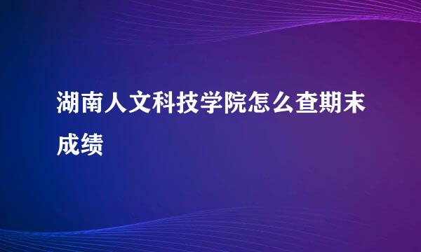 湖南人文科技学院怎么查期末成绩