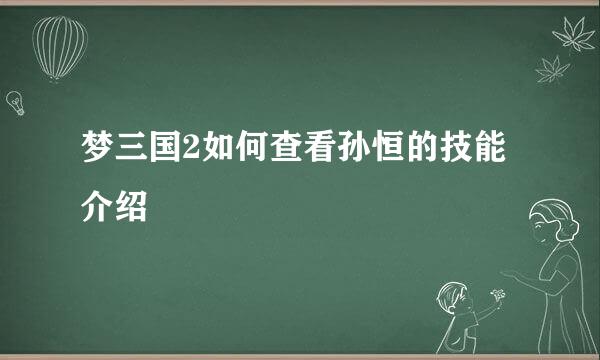 梦三国2如何查看孙恒的技能介绍