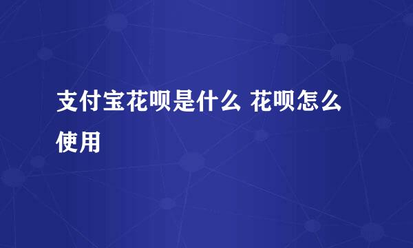 支付宝花呗是什么 花呗怎么使用