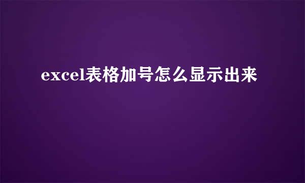 excel表格加号怎么显示出来