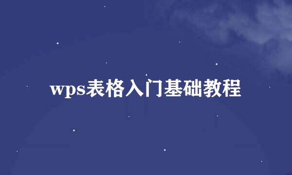 wps表格入门基础教程