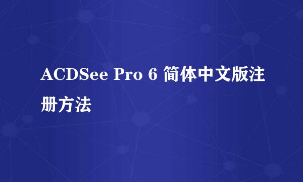 ACDSee Pro 6 简体中文版注册方法