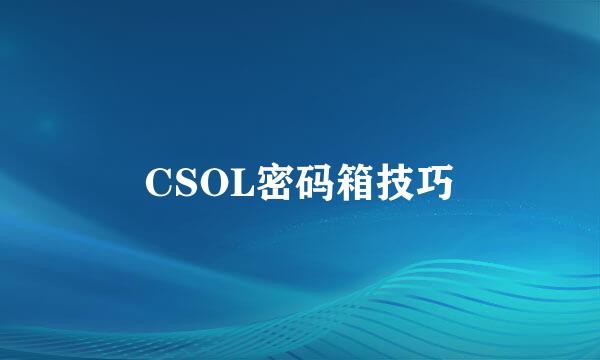 CSOL密码箱技巧