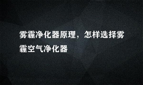 雾霾净化器原理，怎样选择雾霾空气净化器