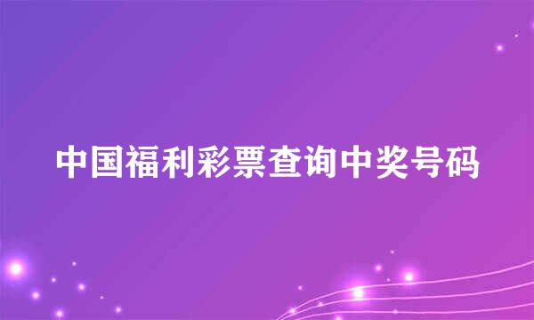 中国福利彩票查询中奖号码