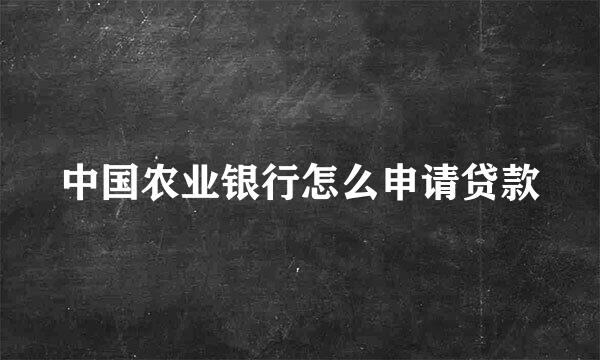 中国农业银行怎么申请贷款