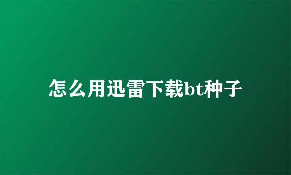 怎么用迅雷下载bt种子