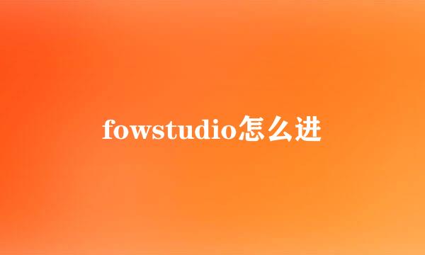 fowstudio怎么进