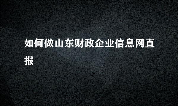 如何做山东财政企业信息网直报