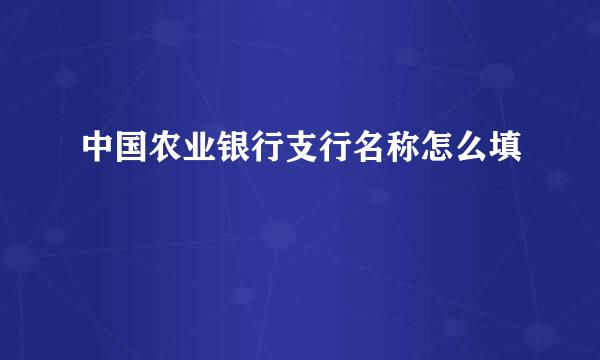 中国农业银行支行名称怎么填