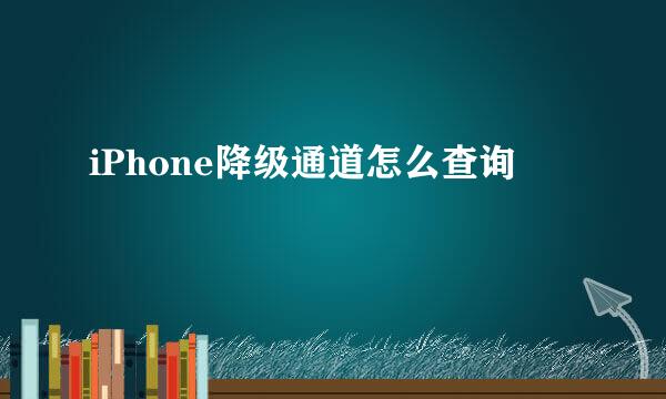 iPhone降级通道怎么查询