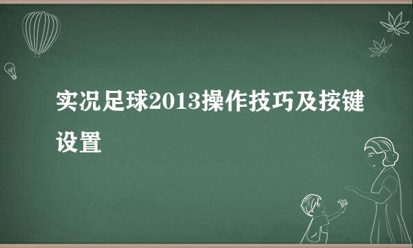 实况足球2013操作技巧及按键设置