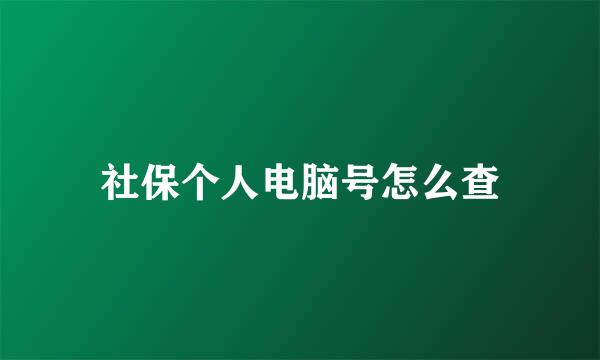 社保个人电脑号怎么查