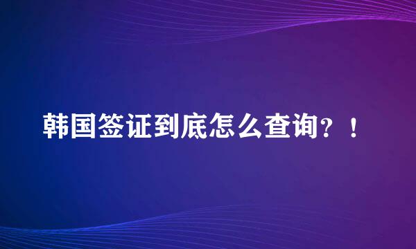 韩国签证到底怎么查询？！