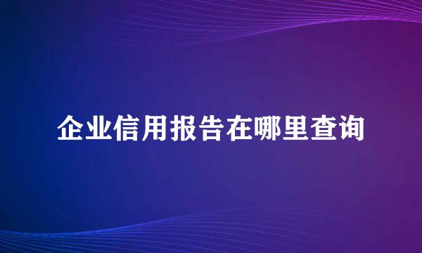 企业信用报告在哪里查询