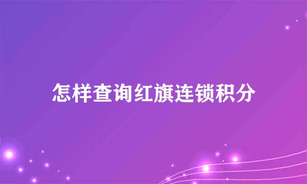 怎样查询红旗连锁积分