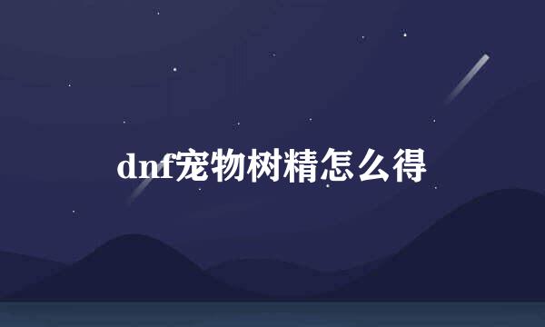 dnf宠物树精怎么得