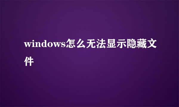 windows怎么无法显示隐藏文件