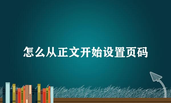 怎么从正文开始设置页码