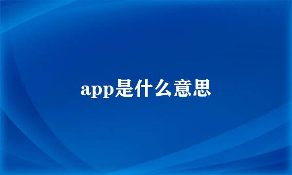 app是什么意思