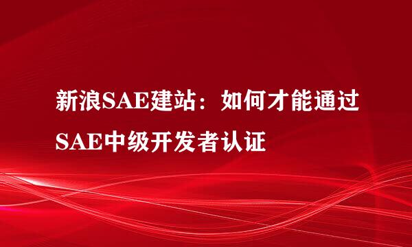 新浪SAE建站：如何才能通过SAE中级开发者认证