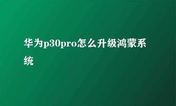 华为p30pro怎么升级鸿蒙系统