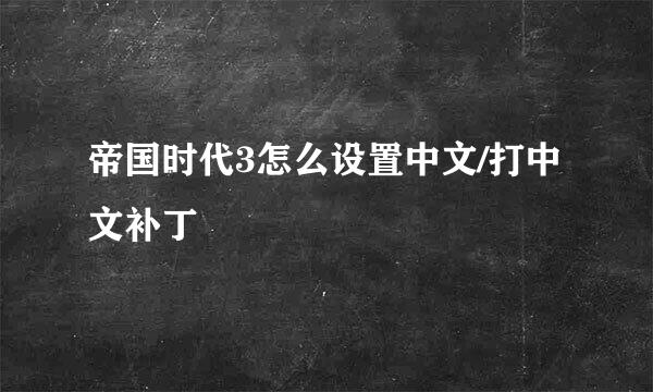 帝国时代3怎么设置中文/打中文补丁