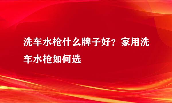 洗车水枪什么牌子好？家用洗车水枪如何选