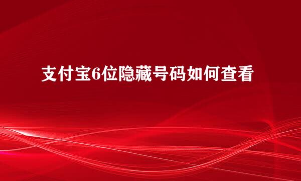 支付宝6位隐藏号码如何查看